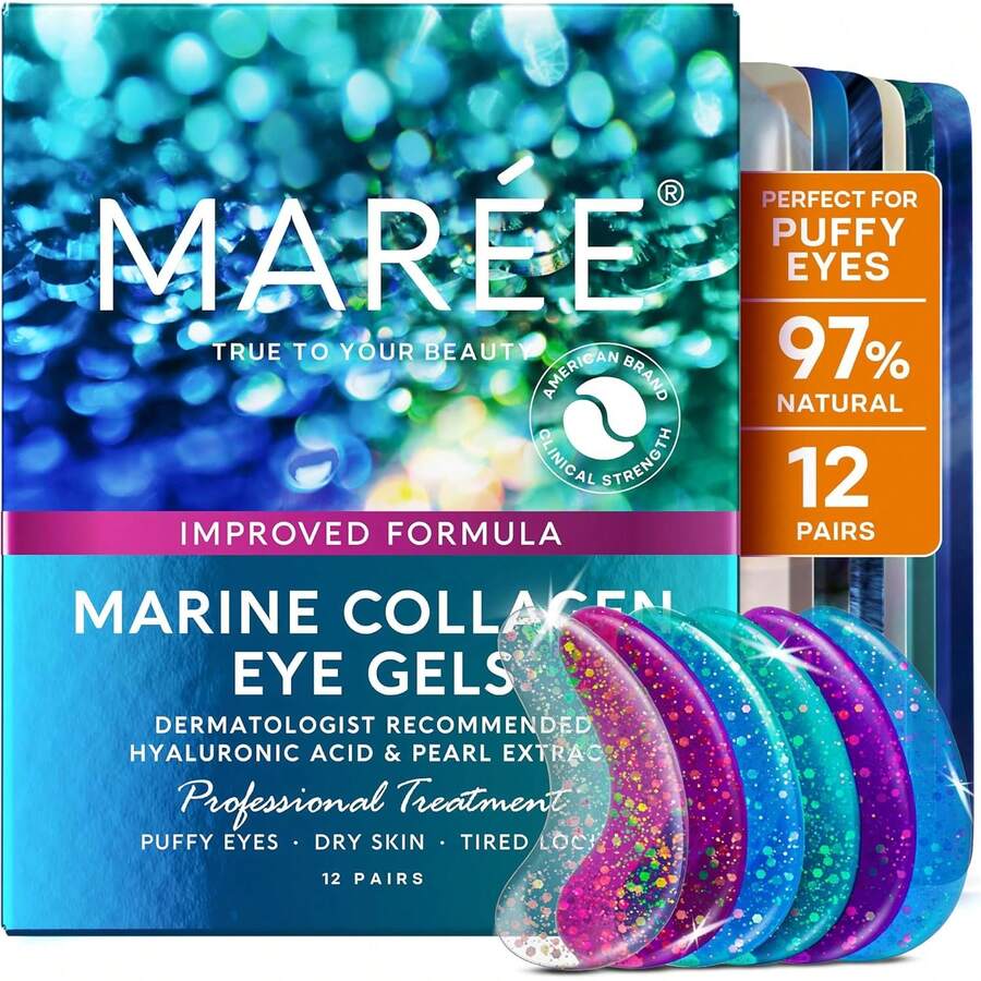 MAREE Eye Gels - Under Eye Patches For Puffy Eyes And Dark Circles With Natural Marine Collagen &Amp; Hyaluronic Acid - Anti-Aging Masks For Face To Soothe Puffiness - Undereye Mask Patches - Multicolor - View 1
