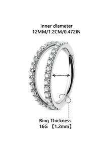 1pc High-End 316L Stainless Steel Seamless Closed Double Membrane Hoop, Embedded Zirconia, 16G Nose Ring, Lip Ring, Ear Cartilage Stud, Earring, Nose Septum Clicker, Unisex Piercing Jewelry, Birthday Gift, Party, Dance, Date, Skateboarding, Running, Cycling And Other Extreme Sports, 8mm/10mm/12mm Size Suitable For Daily Wear - Two-layer Closed Loop - View 31