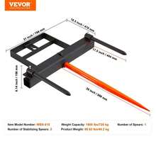 39" Hay Spear Attachment For Compact Loaders - Durable Bale Handling Tool For Tractors And Shovels, Ideal For Heavy-Duty Farming & Livestock Operations - 黑色 - 查看 12