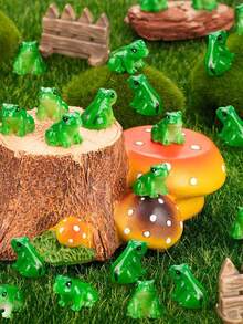 Pequeñas esculturas de resina de rana verde DH-1182, modelos de animales para jardín de hadas, paisaje de musgo, artesanías de contenedores de vidrio DIY, accesorios de decoración del hogar, decoraciones de fiesta
