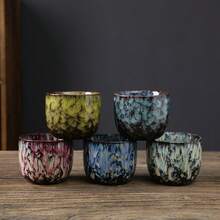 1pc 120ml Creative Crackle Glaze Ceramic Cup, Retro Italian Espresso Cup, Milk Cup, Afternoon Tea Cup, Coarse Pottery Cup, Latte Art Cup, Small Capacity Water Mug Back To School