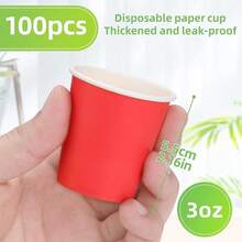 Paquete de 100 vasos de papel de 3 onzas, vasos de baño, tazas de espresso, vasos de papel pequeños para enjuague bucal, aperitivos, adecuados para el hogar, fiestas, picnics (negro) - Rojo - Ver 2