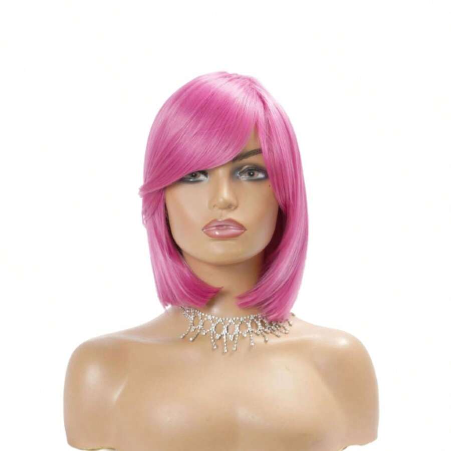 Short Long Bob Wig 40cm - Modern Cut, High Quality Fiber | Yan Hair - 粉色 - 查看 1