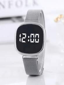 1pc LED Stainless Steel Digital Watch And 1pc Rose Gold Rhinestone Bracelet For Girls - Rose Gold - View 6