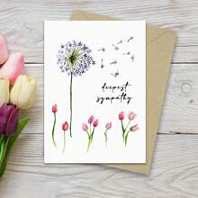 Deeply Sympathy Greeting Card, Dandelion Tulips Thinking Of You, Condolence Card, Bereavement Card, Thinking Of You, Sympathy Card, Deeply Sorry For Your Loss