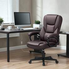 Executive Office Chair, PU Leather High Back Ergonomic Armchair For Home Desk With Wheels, Brown - Brown - View 2