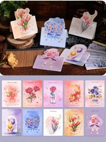 50-Piece/30-Piece Floral Birthday Cards, New Year Gifts, Bouquet Cards, Valentine's Day Gifts Winter Holiday Cards, Anniversary Cards, Birthday Party Gifts Women, Wife & Friends Holiday Cards, Festive Floral Card Decorations