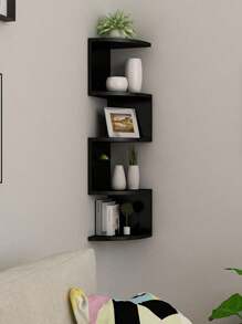 1pc Home Corner Shelf Wall-Mounted Triangle Shelf, Multifunctional Display Rack, Bookshelf, Storage Organizer For Living Room, Bedroom Without Drilling