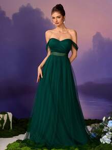 Elegant Wedding Guest Dress, Suitable For Birthday, Graduation, Homecoming Events - Dark Green - View 4