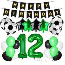 23/24 Stücke, 32 Zoll grüne Zahlen Fußball Geburtstags Party Dekorationen inklusive Zahlen 7, 8, 9, 10, 11, 12 und Pentagramm & Fußball Ballon Set, Sport Themen Party Dekoration, Geburtstags Dekoration, Feier Dekoration, geeignet für Fotoshootings, Atmosphäre Hintergrund Aufbau, Party Zubehör