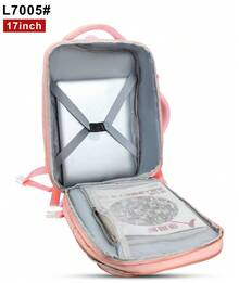 ACO Large Waterproof School Travel Backpack, Anti-Theft Zipper Compartment Storage Bag - 粉色 - 查看 2