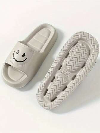 男女通用趣味笑脸设计凉鞋 - 防滑菱形纹鞋底，防滑人字纹鞋底（防滑设计），柔软舒适，适合室内外日常穿着，男女通用，适合日常室内外穿着（多场景适用），纹理设计，穿着舒适，多种颜色可选，室内外两用，休闲户外轻便假日沙滩拖鞋，圣诞拖鞋（建议脚宽者选择大一码）