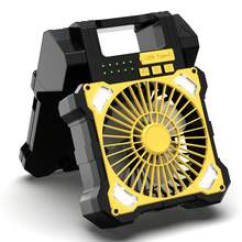5200mah Solar Powered Camping Fan, Dual-Panel Solar Camping Fan With LED Light, 5 Adjustable Speeds Cordless Portable Fans, Quiet USB-C Desk Fans For Tent Outdoor Travel Home Workplace - Yellow - View 4