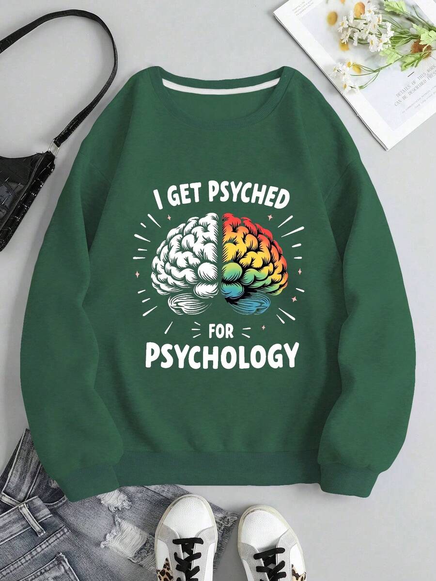 Brain Psyched For Psychology Women's Fashion Sweatshirts - Green - View 1