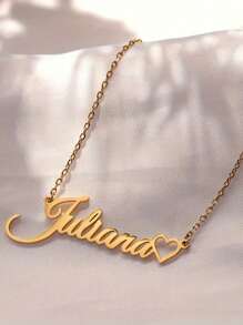 [Collar personalizado] Collar con nombre personalizado - Colgante de corazón de acero inoxidable en fuente cursiva, regalo del Día de San Valentín, uso diario, accesorio anual, diseño de fuente elegante, cadena refinada, ornamento encantador y grácil, diseño personalizado, adecuado como regalo reflexivo y accesorio diario de vestir, multifuncional, ornamental, letra, elegante, moderno, colorido, lindo, adorable, casual, personalizado, único, personalizado, regalos ideales para él, regalos ideales para ella