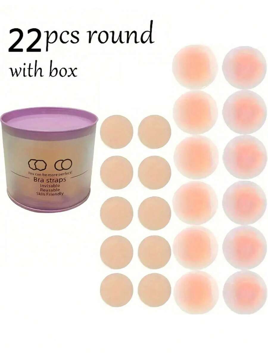 22pcs Reusable Seamless Silicone Nipple Covers , Invisible Self-Adhesive Nipple Pasties, Women's Lingerie Accessories,Comfortable, Breathable, And Easy To Clean Bra Accessories(2/10/22pcs)