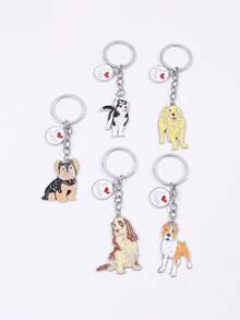1pc Alloy Pet Dog Pendant Key Chains For Women Men Metal Car Keychain Key Ring Bag Charm Car Keyring Gifts - Multicolor - View 5