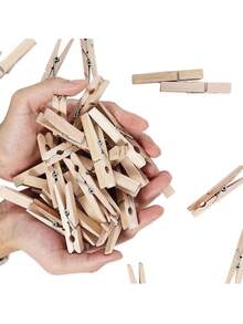 80pcs/10pcs/50PCS /20pcsWood Clothes Pins , Wooden Clothes Pins For Laundry Decorative Crafts Pegs Photos Pictures,Multi-Purpose Colorful Clothing Pins, Wood Clips For Arts & Crafts Pictures Classroom Photos, Rust Resistant, Laundry - Wood Color - View 8