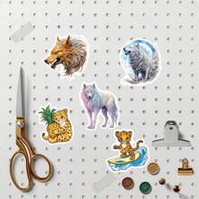18 pezzi di adesivi carini e fantastici con tema lupo re/estate/piscina/spiaggia/fiore/leopardo, per fai-da-te, scrapbooking, album, planner giornaliero, diario, cancelleria vintage, forniture scolastiche, back to school