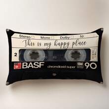 MEMNUN 1 Stück/2 Stücke Vintage Kassetten-Tape "Dies ist mein glücklicher Ort" bedruckter dekorativer Kissenbezug [ohne Kissenfüllung], 30*50cm/40*60cm, [einseitig Muster] Polyester Kissenbezug für Sofa, Bett, Wohnzimmer, Schlafzimmer, Auto, Büro, Hotel Dekoration, perfektes Geschenk für Familie und Freunde, für alle Jahreszeiten