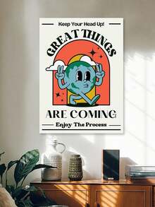 1 件，复古帆布海报印刷，墙壁艺术画帆布画，可爱有趣的艺术品，鼓舞人心的积极墙壁艺术，适合青少年家居装饰卧室美学，可选框架海报