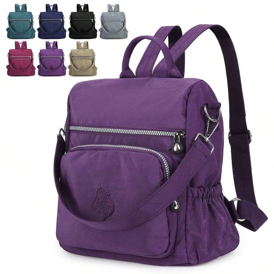 Waterproof Backpack Women Purse Nylon Shoulder Rucksack Small School Travel Bag - Multicolor - View 1