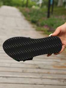 女士米色蝴蝶结平底凉鞋 - 露趾，舒适帆布鞋底，休闲沙滩和户外鞋，踝带设计，织物鞋面搭配 EVA 鞋垫和鞋底，夏季凉鞋 - 藍色 - 查看 3