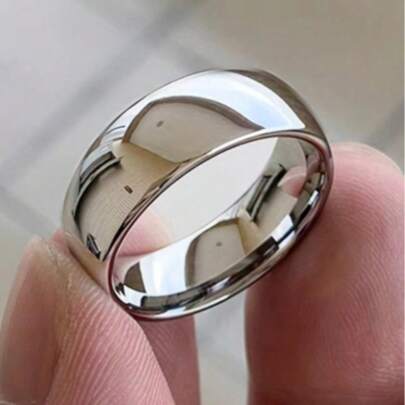 1pc 6mm Stainless Steel Ring, Minimalist Design, No Color Fading, Elegant Jewellery Gift For Men & Women, Suitable For Wedding And Anniversary