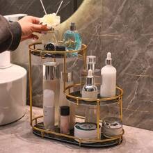 1 pieza Bandeja de baño de tres niveles para cosméticos, productos de cuidado de la piel, perfume, lápiz labial, para el baño, el dormitorio, el escritorio, regalo de Navidad, accesorios de baño, organizador de baño, de vuelta a la escuela