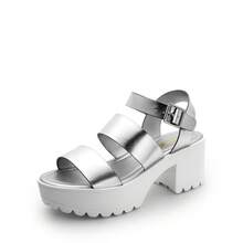 Women Minimalist Platform Slingback Sandals, Open Toe Punky Chunky Summer Sandals For Beach, Vacation - Bạc - Xem 1