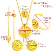 Set de joyería de 4 a 6 piezas de estilo africano y árabe con color dorado clásico e incluye aretes, anillos, collares, pulseras, cadenas para el cabello y pasadores para el cabello, regalos para fiestas de Oriente Medio