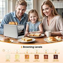 Touch Screen Toaster 2 Slice, Stainless Steel Smart Digital Toasters With Memory Function, 5 Bread Types & 6 Shade Settings, 1.5" Toasters 2 Slice Wide Slot, 900W. - Xem 7