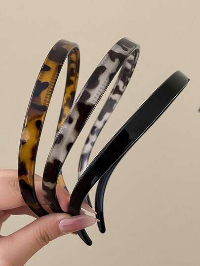 3pcs/1pc 40cm/15.75in Black, Brown, Gray, Tortoiseshell Minimalist Non-Slip Serrated Lightweight Plastic Headbands, Fashion Versatile High-End Elegant Simple Style Hair Accessories Suitable For Daily Wear, Casual, Party, Commute, Beach, Vacation, Hairstyling, Washing Face/Hair, Makeup, Outfit Matching ,Hair Hoop Hairband For Women Head Accessories