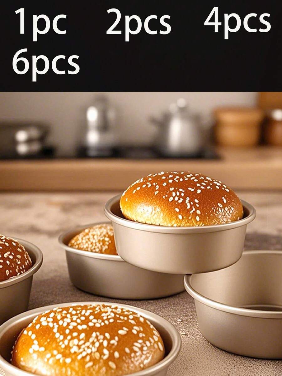 1 件/2 件/4 件/6 件汉堡模具 - 4 英寸空气炸锅鸡蛋金属烘焙模具、圆形烤盘、披萨面包烘焙模具、芝士蛋糕烘焙模具、可重复使用、适用于空气炸锅、烤箱 - 彩色 - 查看 1