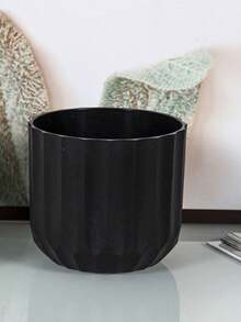 PP Material Matte Finish Ceramic-Look Plastic Flower Pot, Suitable For Artificial Flowers & Succulents - Black - View 9