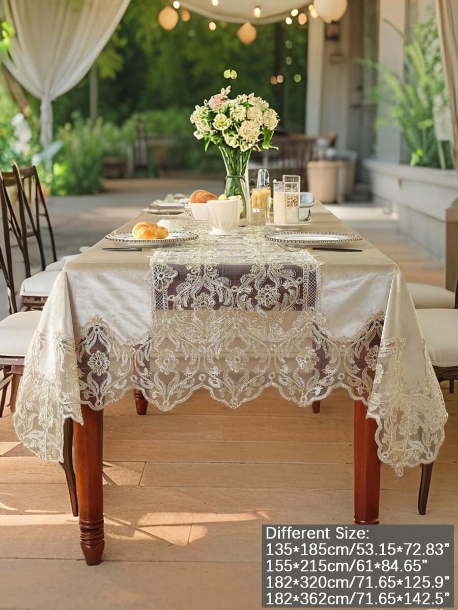 1 قطعة من القماش المخملي مطرز بخيوط ذهبية ثلاثية الأبعاد ، حافة الدانتيل مناسبة لطاولة العشاء في الزفاف ، الحفلات العطلات ، ديكور المنزل ، طاولة المؤتمرات ، طاولة مربعة/مستطيلة ، طاولة المطبخ والطعام ، سجادة للنزهة ، لجميع الفصول ، ديكور غرفة الحفلات والزفاف في الحديقة