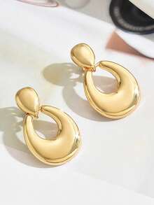 2入組時尚金屬雙圓水滴形無耳洞夾式耳環 - clip - 查看 15