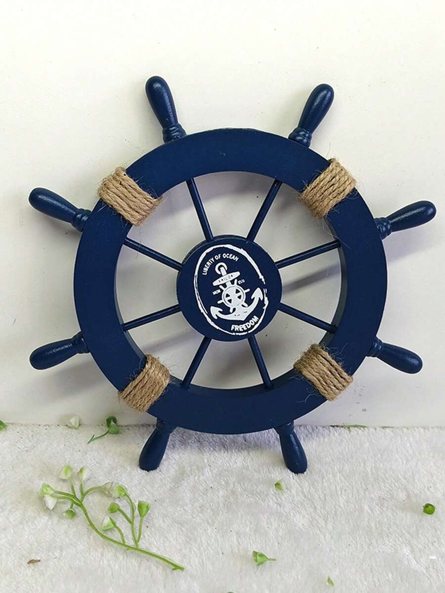 1pc 27,5cm Đồ trang trí tinh tế Địa Trung Hải Đồ trang trí treo, Đồ trang trí có thể treo bằng đồ thủ công làm bằng tay, Bánh lái bằng gỗ Mini Helmsman gắn tường, Thích hợp cho sân ngoài trời, phòng khách và tường văn phòng. Trang trí phòng Trang trí nhà mùa hè Bãi biển - Nhiều màu - Xem 1