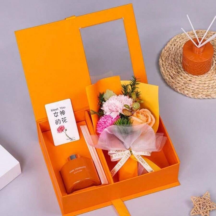 Creative Aromatherapy Soap Flower Gift Box Birthday Valentine's Day Mother's Day - Orange - View 1