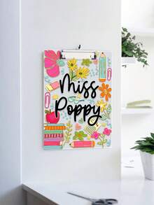 1pc Customized Text Teacher Clamp, Personalized Customize Name Acrylic File Board, Customized Bohemian Style Flower Teacher Clipboard, Hand-Painted Stationery Flower Pattern, Personalized Teacher Appreciation Gift, Year-End Gift, Teacher Supplies, Suitable For Teachers And Classrooms, Teacher's Day Gratitude Gift, Office Stationery Supplies, Graduation Gift - Multicolor - View 13