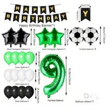 23/24 Stücke, 32 Zoll grüne Zahlen Fußball Geburtstags Party Dekorationen inklusive Zahlen 7, 8, 9, 10, 11, 12 und Pentagramm & Fußball Ballon Set, Sport Themen Party Dekoration, Geburtstags Dekoration, Feier Dekoration, geeignet für Fotoshootings, Atmosphäre Hintergrund Aufbau, Party Zubehör