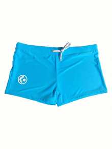 New Men's Solid Color Briefs Style Swim Trunks, Personalized Cut, Fashion Printed Swimwear Beach Shorts Sports - Baby Blue - View 2