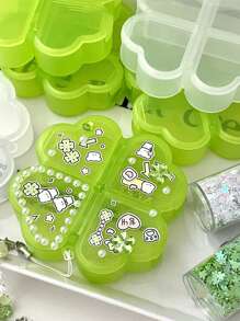 1 Pc Of Four-Leaf Clover Mini Medicine Box Compartment Storage Box Portable Jewelry Box Suitable For Home And Travel Men And Women Travel Essentials