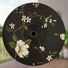 1pc 2D Floral Pattern Retro Style Reusable 8-Inch Round Metal Plaque, Green Leaves & Vines Decor, Suitable For Home & Wall Art, Ideal For Bar, Cafe, Club, Dorm - Perfect Gift, Random Hole Design