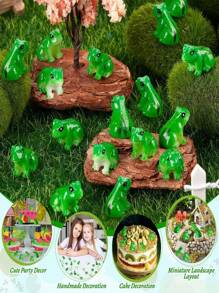 Pequeñas esculturas de resina de rana verde DH-1182, modelos de animales para jardín de hadas, paisaje de musgo, artesanías de contenedores de vidrio DIY, accesorios de decoración del hogar, decoraciones de fiesta
