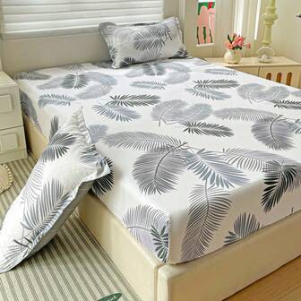 2pcs/3pcs Floral Pattern Pastoral Style Fitted Sheet Set, Comfortable Breathable Soft Fitted Mattress Cover, Machine/Hand/Dry Cleanable, All Season, Fitted Sheet Height 11.81 Inches/30cm