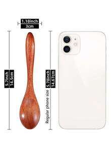 1/4PCS Small Wooden Spoons, 5.7Inch/14.5cm Honey Spoons For Tea, Wooden Honey Teaspoons For Coffee, Little Tiny Wood Spoons, Mini Table Spoons For Jar & Condiment, Wooden Spoons For Eating - Orange - View 2