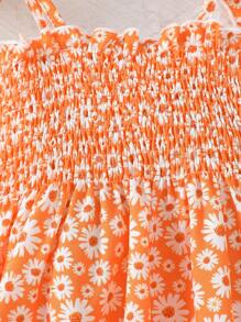 MommBaby Vestido de tirantes con lazo para niña de Mommbabay, vestido de verano sin mangas con estampado de flores de margaritas y sombrero, look de moda para la playa