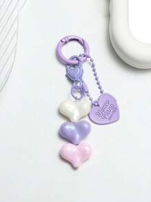 2D Flat, 1pc New Acrylic Colorful Heart Pendant Mobile Phone Case Ornament Accessories Earphone Bag Hanging Ornaments Car Accessories Bag Charm
