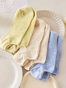 5 Pairs Women's Short Socks, Polka Dot & Striped Design, Suitable For All Seasons, Random Colors - Multicolor - View 9